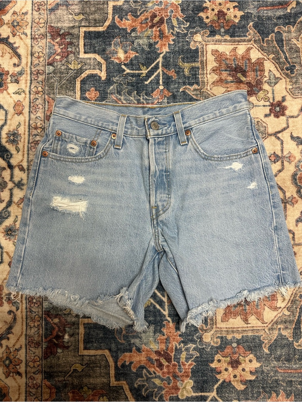 Levi's Light Wash Distressed Denim Cutoff Shorts